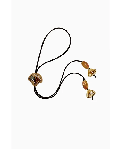 Black Suede Cord Necklace With Ceramic Seashell Tie Charm