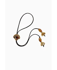 Black Suede Cord Necklace With Ceramic Seashell Tie Charm