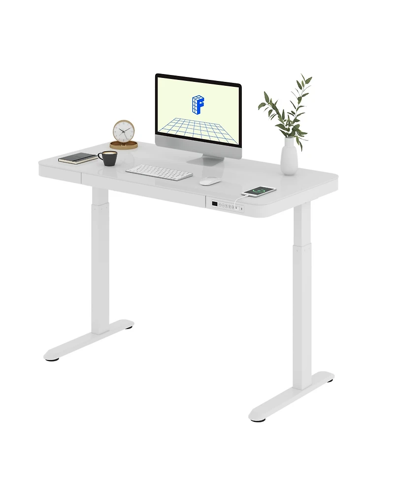 Flexispot EG9W-e, Electric Height Adjustable Glass Top Standing Desk, Black