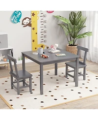 Wooden Kids Table and 2 Chairs Set with Anti-slip Foot Pads