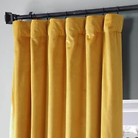 Half Price Drapes Sophomore Gold Signature Plush Velvet Hotel Blackout Curtain