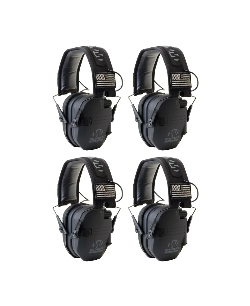 Walker's Razor Slim Electronic Shooting Muffs 4-Pack, Black America Patch