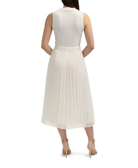 Ellen Tracy Women s Sleeveless Mix Media Pleated Dress