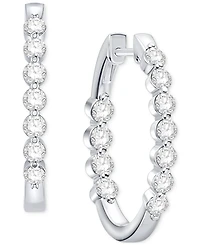 Diamond & Out Small Hoop Earrings (1 ct.tw.) 14k White or Yellow Gold