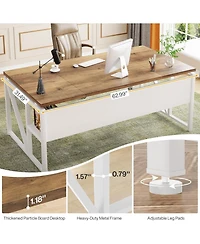 Tribesigns 63 inches Computer Desk with Bottom Storage Shelf Home Office Writing Table for Workstation, Cabinet not Included