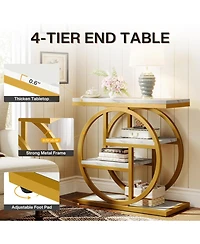 Tribesigns End Table, 4-Tier Narrow Side Table with Storage Shelves, Industrial Bedside Table for Bedroom, Wood Small Sofa Side Table
