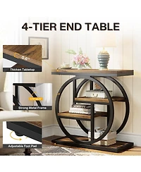 Tribesigns End Table, 4-Tier Narrow Side Table with Storage Shelves, Industrial Bedside for Bedroom, Wood Small Sofa