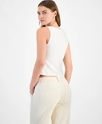 And Now This Women's Pointelle Cropped Lace-Trim Top, Exclusively at Macy's