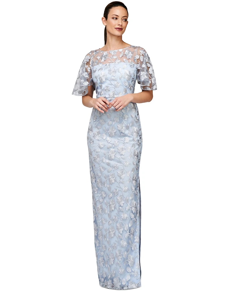 Js Collections Women's Brooke Embroidered Column Gown