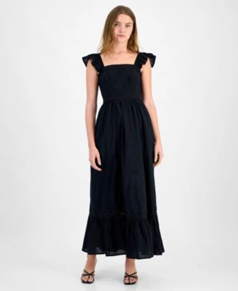 Now This Womens Cotton Ruffled Strap Swiss Dot Maxi Dress Exclusively At Macys