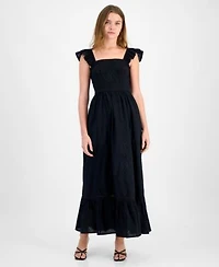 Now This Womens Cotton Ruffled Strap Swiss Dot Maxi Dress Exclusively At Macys