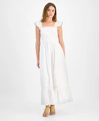And Now This Women's Cotton Ruffled-Strap Swiss Dot Maxi Dress, Exclusively at Macy's