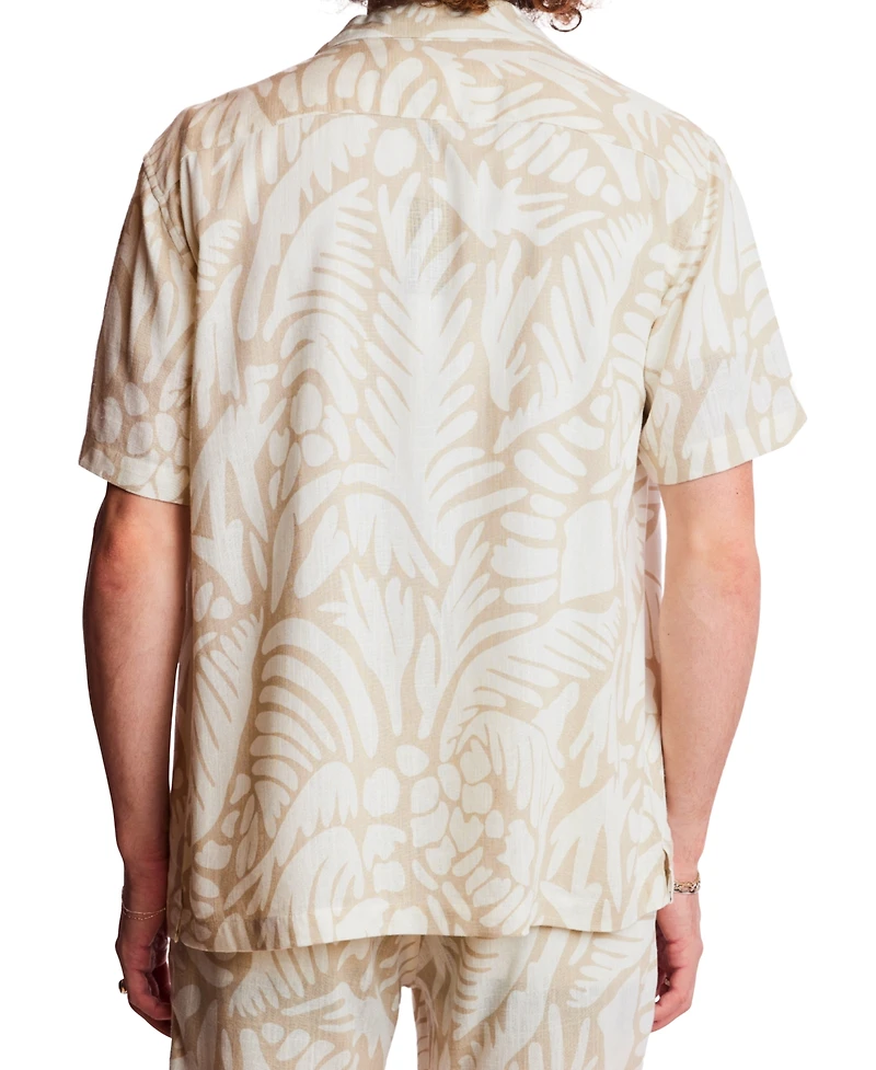 Paisley & Gray Men's Slim Fit Short Sleeve Printed Button-Front Camp Shirt