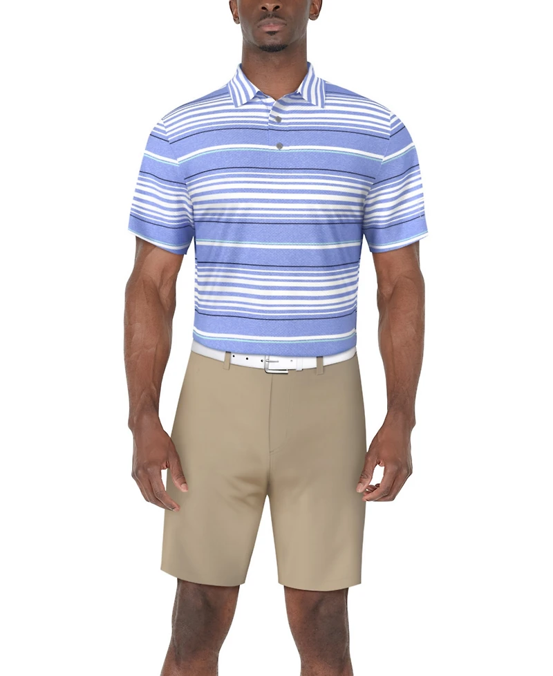 Pga Tour Men's Short Sleeve Striped Polo Shirt