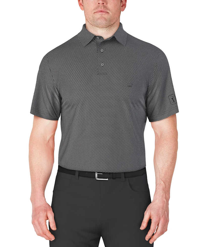 Pga Tour Men's Short Sleeve Micro Geo Print Polo Shirt