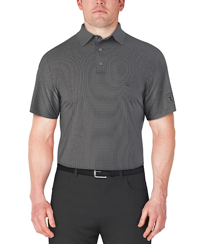Pga Tour Men's Short Sleeve Micro Geo Print Polo Shirt
