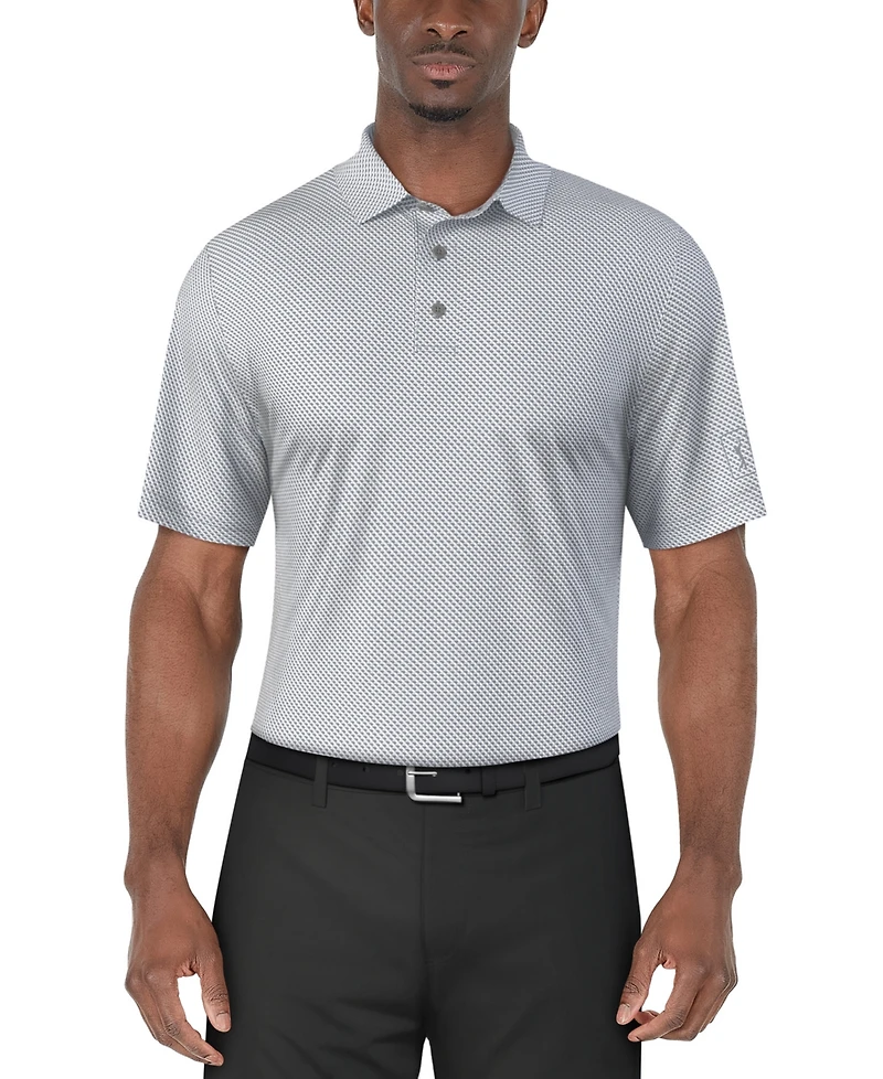 Pga Tour Men's Short Sleeve Micro Geo Print Polo Shirt