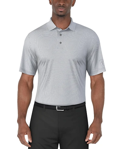 Pga Tour Men's Short Sleeve Micro Geo Print Polo Shirt