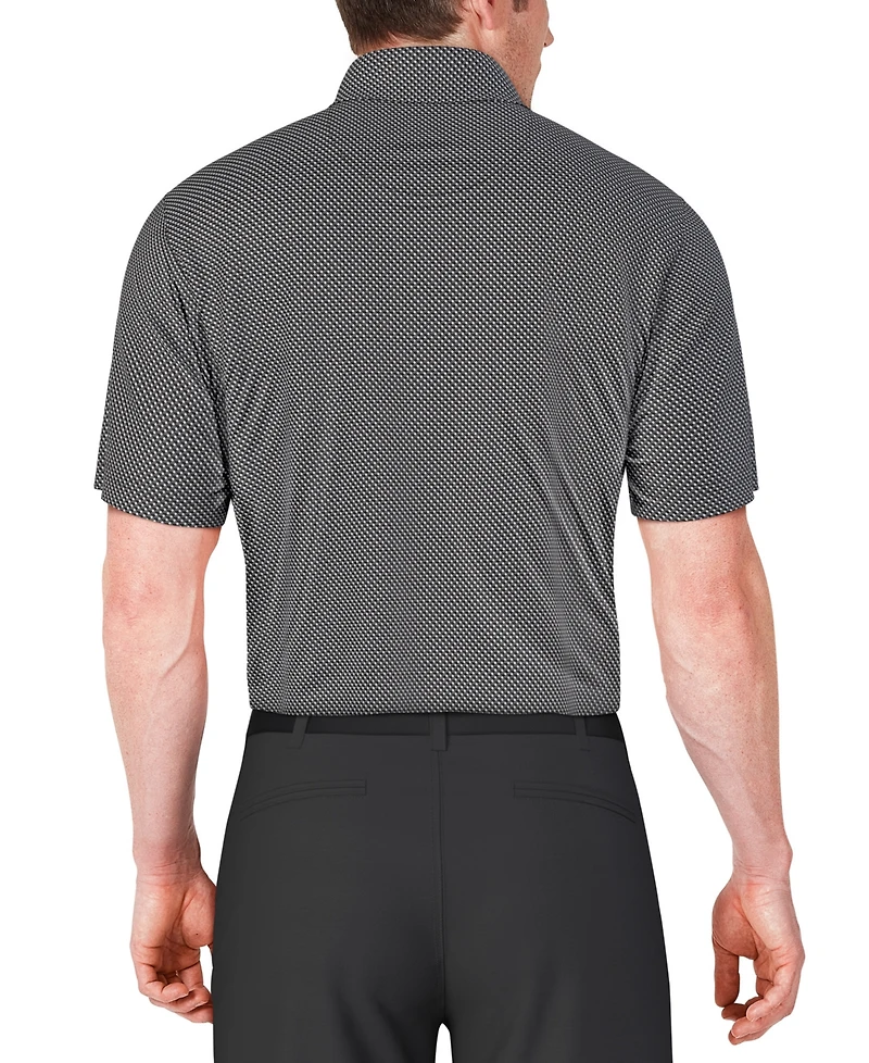 Pga Tour Men's Short Sleeve Micro Geo Print Polo Shirt