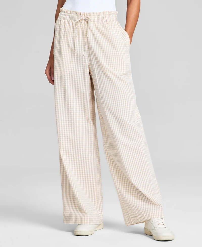 And Now This Women's Cotton Tie-Waist Wide-Leg Pants, Exclusively at Macy's