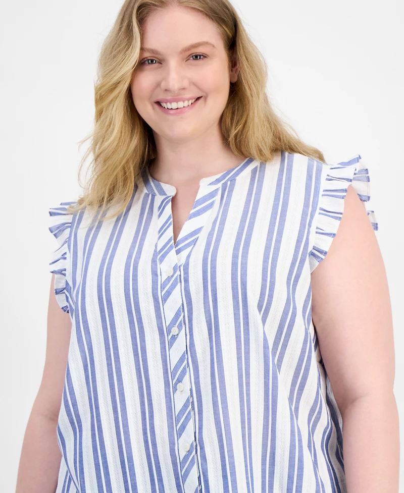 Tommy Hilfiger Plus Striped Cotton Top