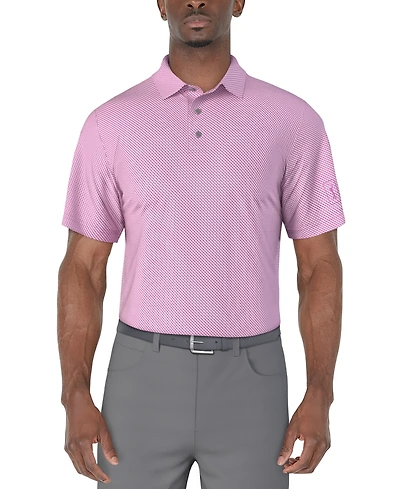 Pga Tour Men's Short Sleeve Micro Geo Print Polo Shirt