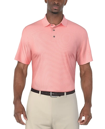 Pga Tour Men's Short Sleeve Micro Geo Print Polo Shirt