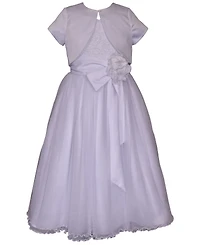 Bonnie Jean Big Girls Embroidered to Tulle Communion Dress with Jacket
