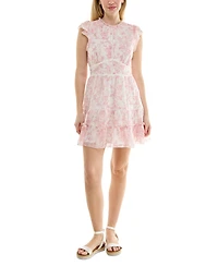 Trixxi Juniors' Flutter-Sleeve Tiered Mini Dress