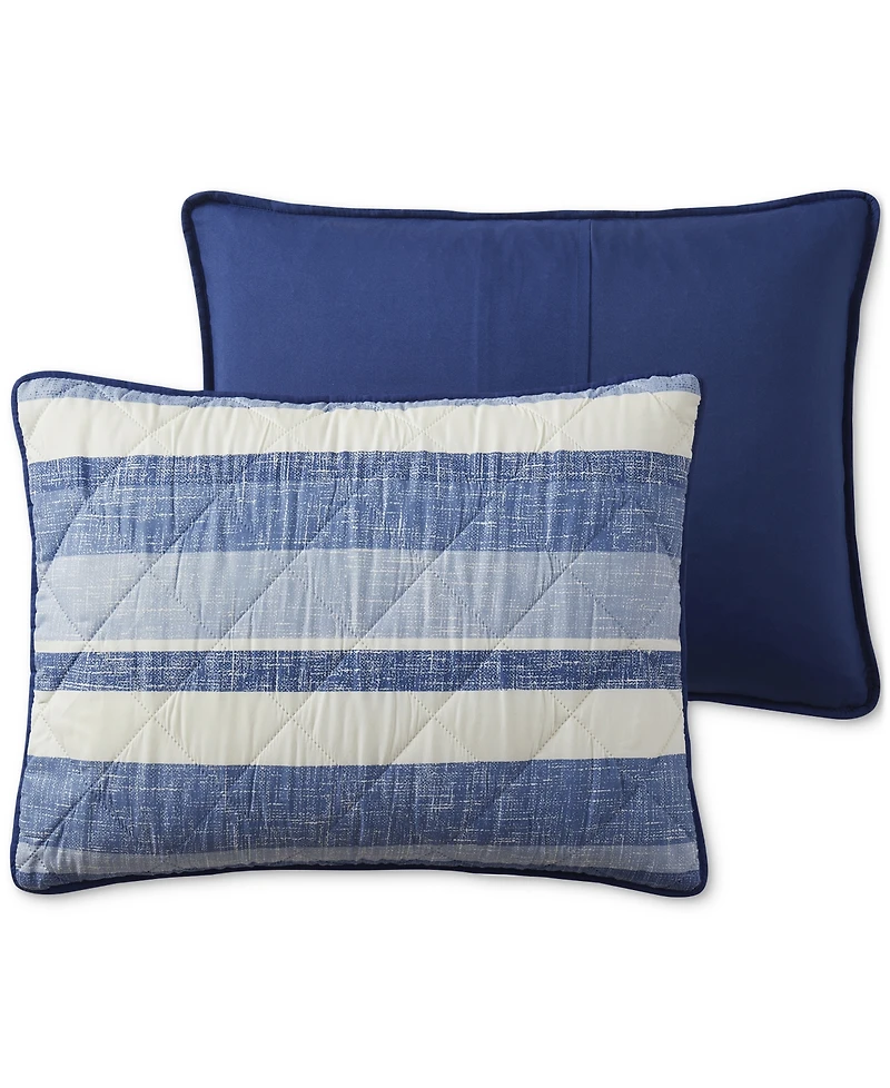 Seventh Studio Blue Stripe Pinsonic Microfiber 3-Pc. Quilt Set, King