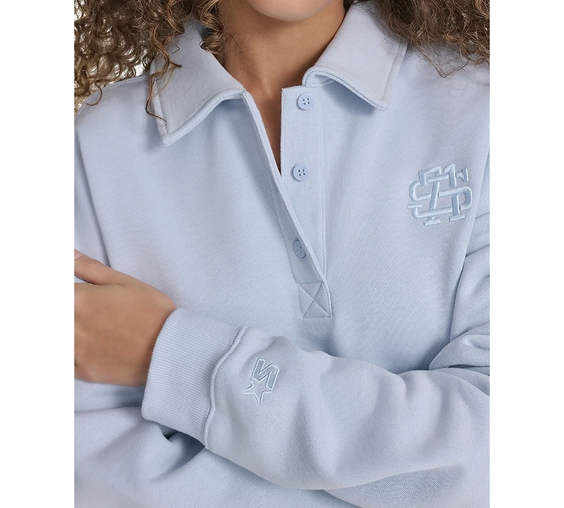 Starter Women's Polo-Collar Long-Sleeve Sweatshirt