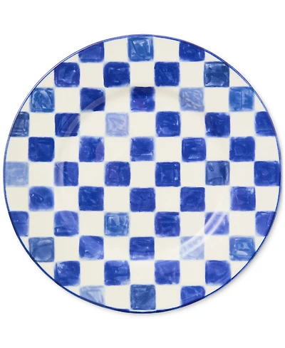 Mackenzie-Childs Indigo Check Round Platter