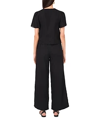 1.state Women's Tie-Front Flutter-Sleeve V-Neck Top