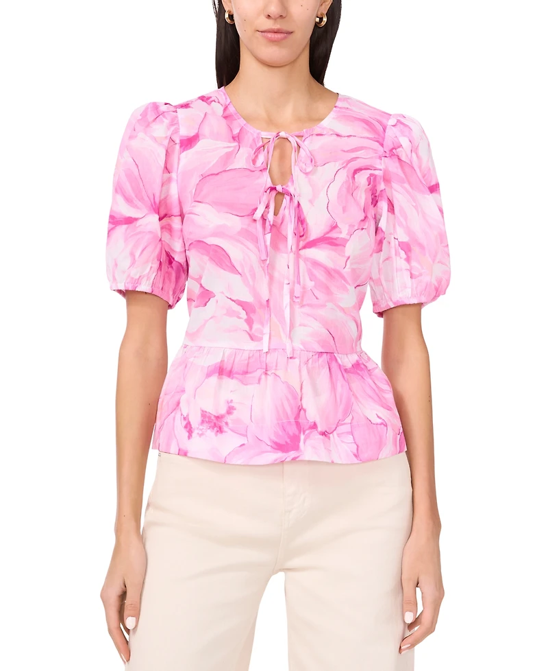 Parker Women's The Alina Cotton Tie-Front Peplum Top