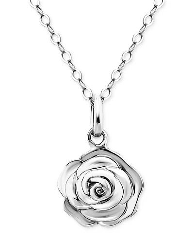 Giani Bernini Rose Pendant Necklace, 16" + 2" extender Sterling Silver or 18k Gold Over Silver, Exclusively at Macy's