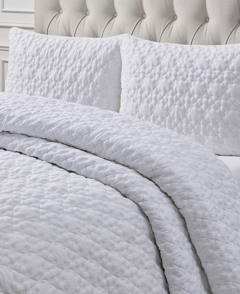 Seventh Studio Leaf Solid Pinsonic Microfiber 3-Pc. Quilt Set, King