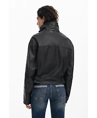 Desigual Women's Oversized leather-effect biker jacket