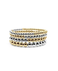 Non-Tarnishing 4mm, 5mm, 6mm, & 7mm Gold Filled and Sterling Silver Ball Stretch Bracelet Stack, Stack of 4