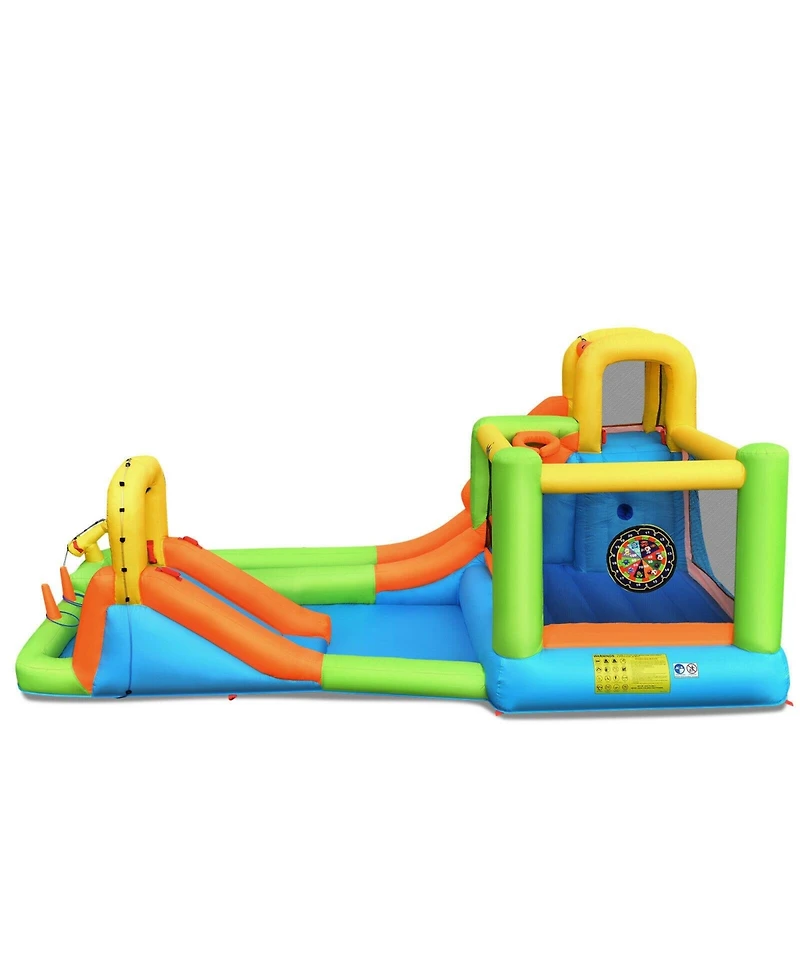 8-in-1 Inflatable Bounce House with Water Slide Ultimate Outdoor Playset for Kids