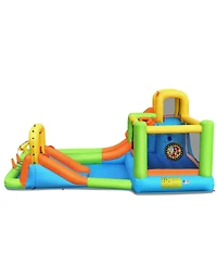 8-in-1 Inflatable Bounce House with Water Slide Ultimate Outdoor Playset for Kids