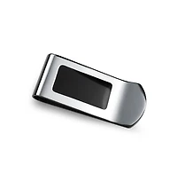 Bling Jewelry Two Tone Black Enamel Money Clip Card Holder Stainless Steel