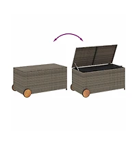 Garden Storage Box with Wheels Gray 50.2 Gal Poly Rattan