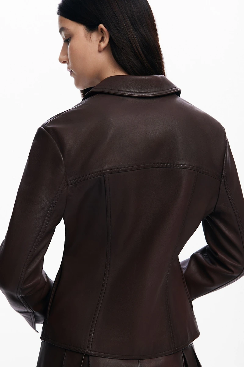 Desigual Women's Peplum leather biker jacket