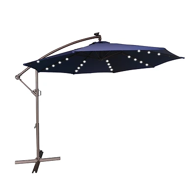 Mondawe 11ft Cantilever/Offset Hanging Patio Umbrella with Solar Light Included