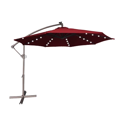 Mondawe 11ft Cantilever/Offset Hanging Patio Umbrella with Solar Light Included