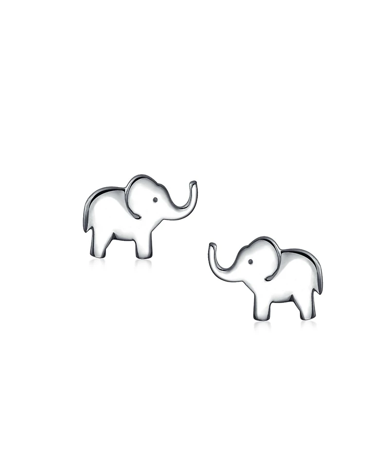 Bling Jewelry Wise Elephant Stud Earrings in Sterling Silver for Zoo Animal Lovers