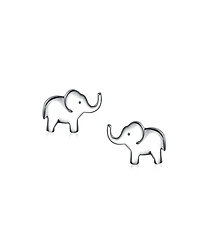 Bling Jewelry Wise Elephant Stud Earrings in Sterling Silver for Zoo Animal Lovers
