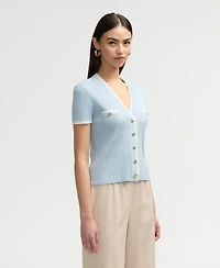 Nvlt Women's Short Sleeve Cardigan Sweater