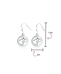 Bling Jewelry Spiritual Amulet Dangle Earrings Aum Om Ohm Sanskrit Symbol Sterling Silver