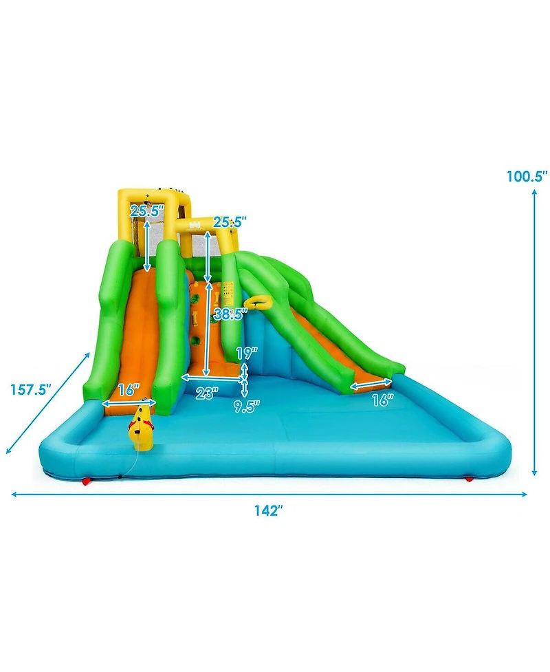 Inflatable Water Park Bounce House with Climbing Wall Fun Outdoor Playset